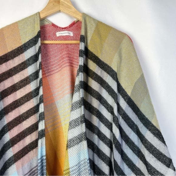 Anthropologie Ruana Wool Multicolor Plaid Pullover Poncho Sweater OS - Picture 4 of 5